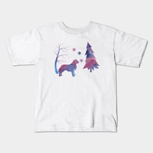 Golden Retriever Winter Art Kids T-Shirt